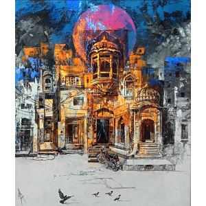 Asghar Ali, 20 x 24 Inch, Acrylic on Canvas, Cityscape Painting, AC-AGA-005
